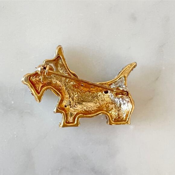 Vintage Rhinestone Scottish Terrier Dog Brooch / Embellished Scottie Pin - Picture 4 of 6